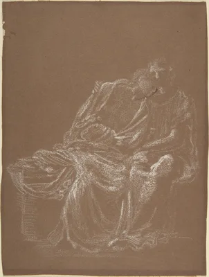 A Seated Couple, Embracing — Edward Burne-Jones