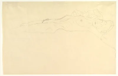 Reclining Nude with Outstretched Left Arm — Gustav Klimt