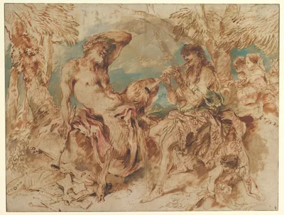 Youth Playing a Pipe for a Satyr — Giovanni Benedetto Castiglione