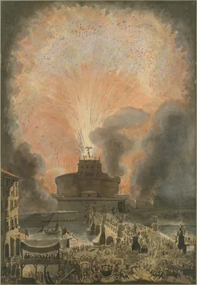 The Girandola at the Castel Sant'Angelo — Francesco Piranesi · Louis Jean Desprez