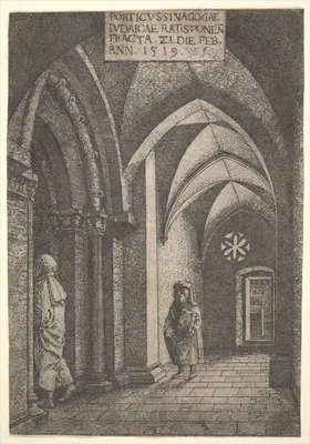 The Entrance Hall of the Regensburg Synagogue — Albrecht Altdorfer