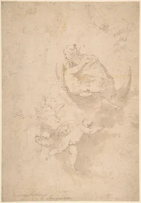 Virgin and Child on Crescent Moon with Putti — Jusepe de Ribera