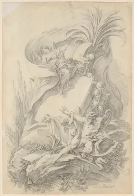 Design for a Frontispiece: Love Staying the Hand of Time — François Boucher
