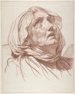 Head of an Old Woman Looking Up — Jean-Baptiste Greuze