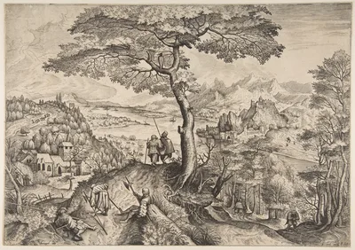 Soldiers at Rest (Milites Requiescentes) from The Large Landscapes — Pieter Bruegel the Elder · Johannes van Doetecum I · Lucas van Doetecum · Hieronymus Cock