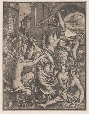 Hercules chasing Avarice from the Temple of the Muses — Baldassare Tommaso Peruzzi · Ugo da Carpi