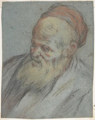 Bust-Length Study of a Bearded Man with Cap in Three-Quarter View — Jacopo Bassano