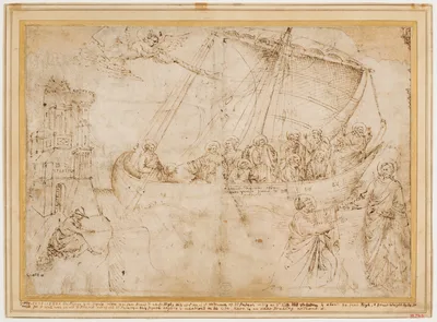Free Copy of Giotto's "Navicella" (recto); Copy of Adam in Masaccio's Expulsion from the Garden of Eden, and other Figure Studies (verso) — Giotto di Bondone · Parri Spinelli · Masaccio (Tommaso di Ser Giovanni di Mone Casai)