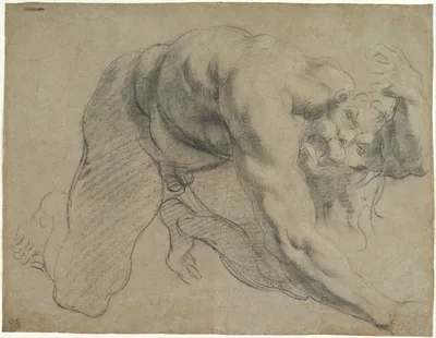 Crawling Male Figure (Study for Cacus) — Annibale Carracci