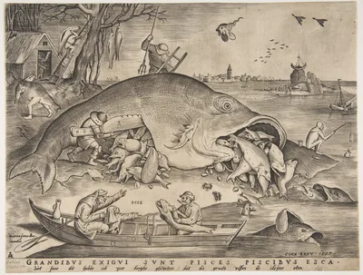 Big Fish Eat Little Fish — Pieter van der Heyden · Pieter Bruegel the Elder · Hieronymus Cock