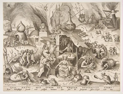 Avarice (Avaritia) from the series The Seven Deadly Sins — Pieter van der Heyden · Pieter Bruegel the Elder · Hieronymus Cock