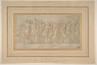 Roman or Greek Warriors Celebrating after a Victory. — Parmigianino