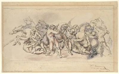 Start of the Race of the Barberi Horses, Rome — Jean-Baptiste Carpeaux