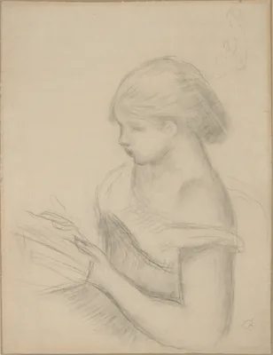 A Girl Reading (with a Sketch of Seated Woman) — Pierre-Auguste Renoir