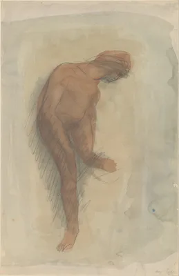 Nude female figure holding left foot — Auguste Rodin