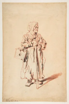Standing Savoyarde with a Marmot Box — Jean-Antoine Watteau