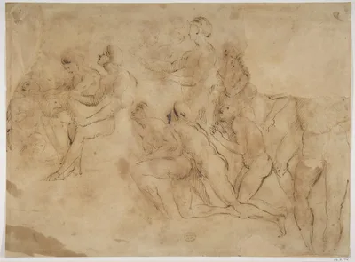 Figure studies (after Raphael's Disputa) — Raphael