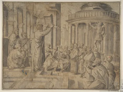 St. Paul preaching at Athens (Copy of Raphael's tapestry, reversed) — Raphael