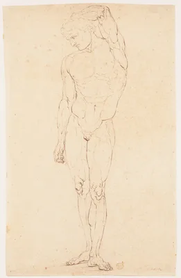 Nude Man Standing with One Arm Raised — Antonio Canova · Anonymous, Italian, early 19th century