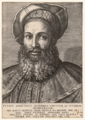 Portrait of Pietro Aretino — Marcantonio Raimondi · Titian (Tiziano Vecellio) · Pietro Aretino
