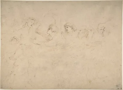 Alcibiades Interrupting the Symposium; verso: Sketches of the Baptism of Christ and of a Man — Peter Paul Rubens