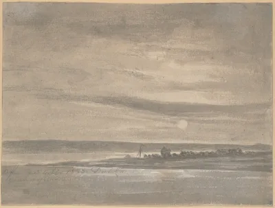 The River Elbe in Moonlight — Johan Christian Dahl