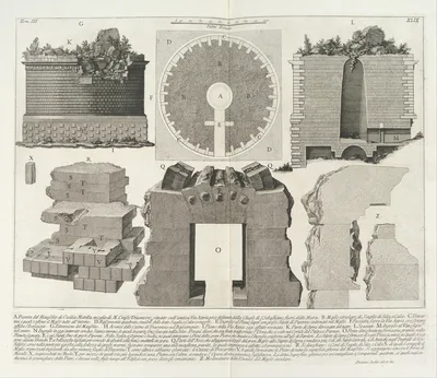 Plan of the Mausoleum of Caecilia Metella, wife of the Triumvir Marcus Crassus...,  from Le Antichità Romane (Roman Antiquities), tome 3, tavola 49 — Giovanni Battista Piranesi · Angelo Rotili