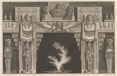 Chimneypiece in the Egyptian style, from Diverse Maniere d'adornare i cammini (...) (Different Ways of ornamenting chimneypieces and all other parts of houses) — Giovanni Battista Piranesi