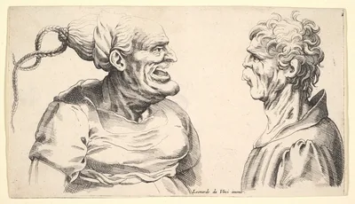 Two deformed heads — Leonardo da Vinci · Wenceslaus Hollar
