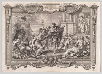 Annibale Carracci Introduces Painting to Apollo and Minerva — Pietro Aquila · Carlo Maratti · Giovanni Giacomo De Rossi