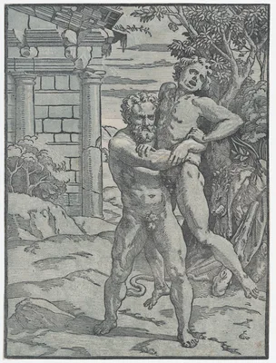 Hercules and Antaeus — Ugo da Carpi · Raphael (Raffaello Sanzio or Santi)