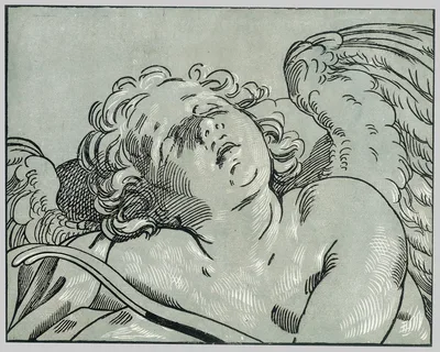 A sleeping cupid — Bartolomeo Coriolano · Guido Reni