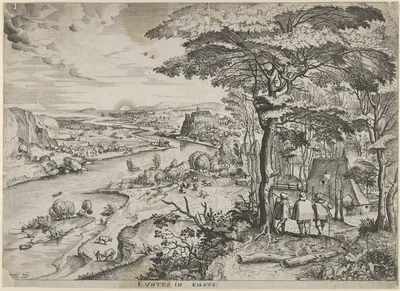 Euntes in Emaus (Landscape with Pilgrims at Emmaus) — Pieter Bruegel the Elder · Johannes van Doetecum I · Lucas van Doetecum · Hieronymus Cock
