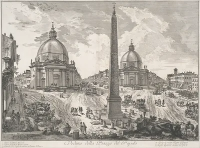 The Piazza del Popolo (Veduta della Piazza del Popolo), from "Vedute di Roma" — Giovanni Battista Piranesi