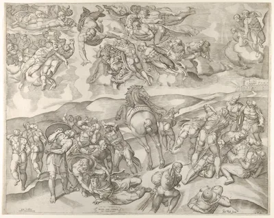 Conversion of Saul, from Michelangelo's fresco in the Pauline Chapel at the Vatican — Michelangelo Buonarroti · Nicolas Beatrizet · Antonio Salamanca