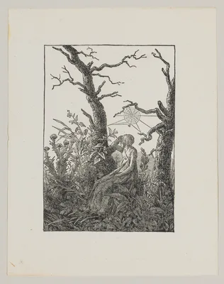Seated Woman with a Spider's Web (Die Frau mit dem Spinnennnetz zwischen kahlen Baumen) — Christian Friedrich · Caspar David Friedrich