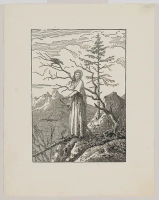 Woman with a Raven (Die Frau mit dem Raben am Abgrund) — Christian Friedrich · Caspar David Friedrich