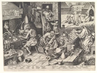 The Alchemist — Pieter Bruegel the Elder · Philips Galle · Hieronymus Cock