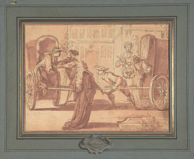 La scène des deux carrosses — Claude Gillot