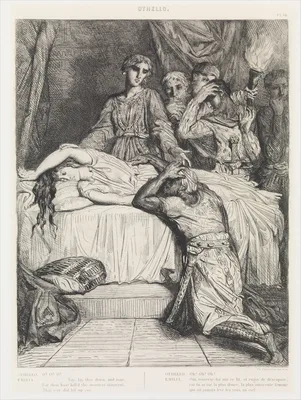"Oh! Oh! Oh!": plate 14 from Othello (Act 5, Scene 2) — Théodore Chassériau · William Shakespeare