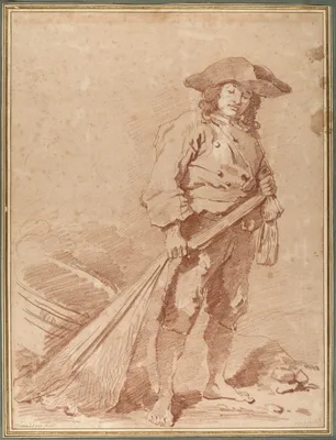 A Fisherman Pulling a Net — Jean-Honoré Fragonard