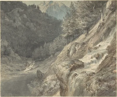 Mountainous Landscape with a River — Johann Wilhelm Schirmer