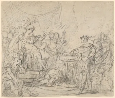 Mucius Scaevola Before King Porsenna — Anonymous, French, 17th century · François Boucher