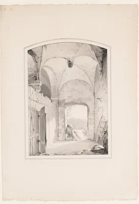 Pilgrim at the Gate (Einsiedler an der Pforte) — Carl Blechen