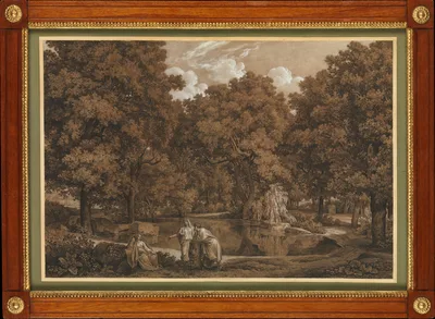 Arcadian Landscape with Three Figures at a Lake — Johann Christian Reinhart