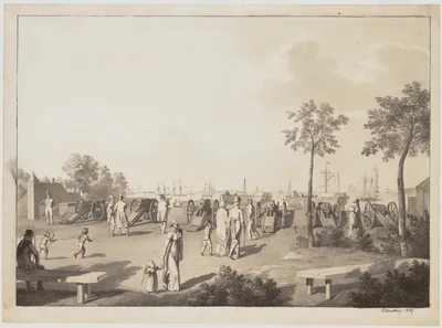 The Harbor of Copenhagen from the Esplanade between Langelinie Park and Toldboden or the Customs House — Christoffer Wilhelm Eckersberg
