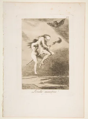 Plate 68 from "Los Caprichos": Pretty teacher! (Linda maestra!) — Francisco Goya