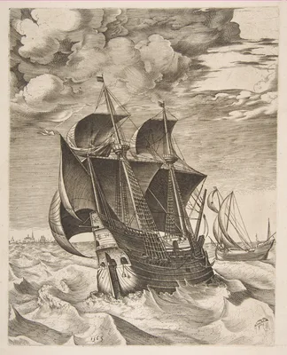 A Dutch Hulk and a Boeier from The Sailing Vessels — Pieter Bruegel the Elder · Frans Huys · Cornelis Cort · Hieronymus Cock
