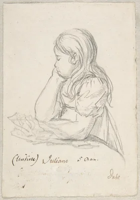 Portrait of Juliane Sophie Heger as a Child, leaning on a Table — Johan Christian Dahl