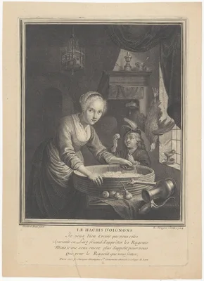 Young Woman Chopping Onions — Louis Surugue · Gerrit Dou